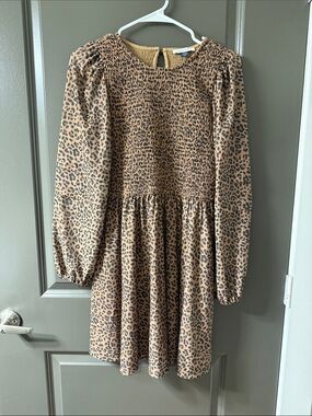 Leopard Print Smocked Dress - Brown